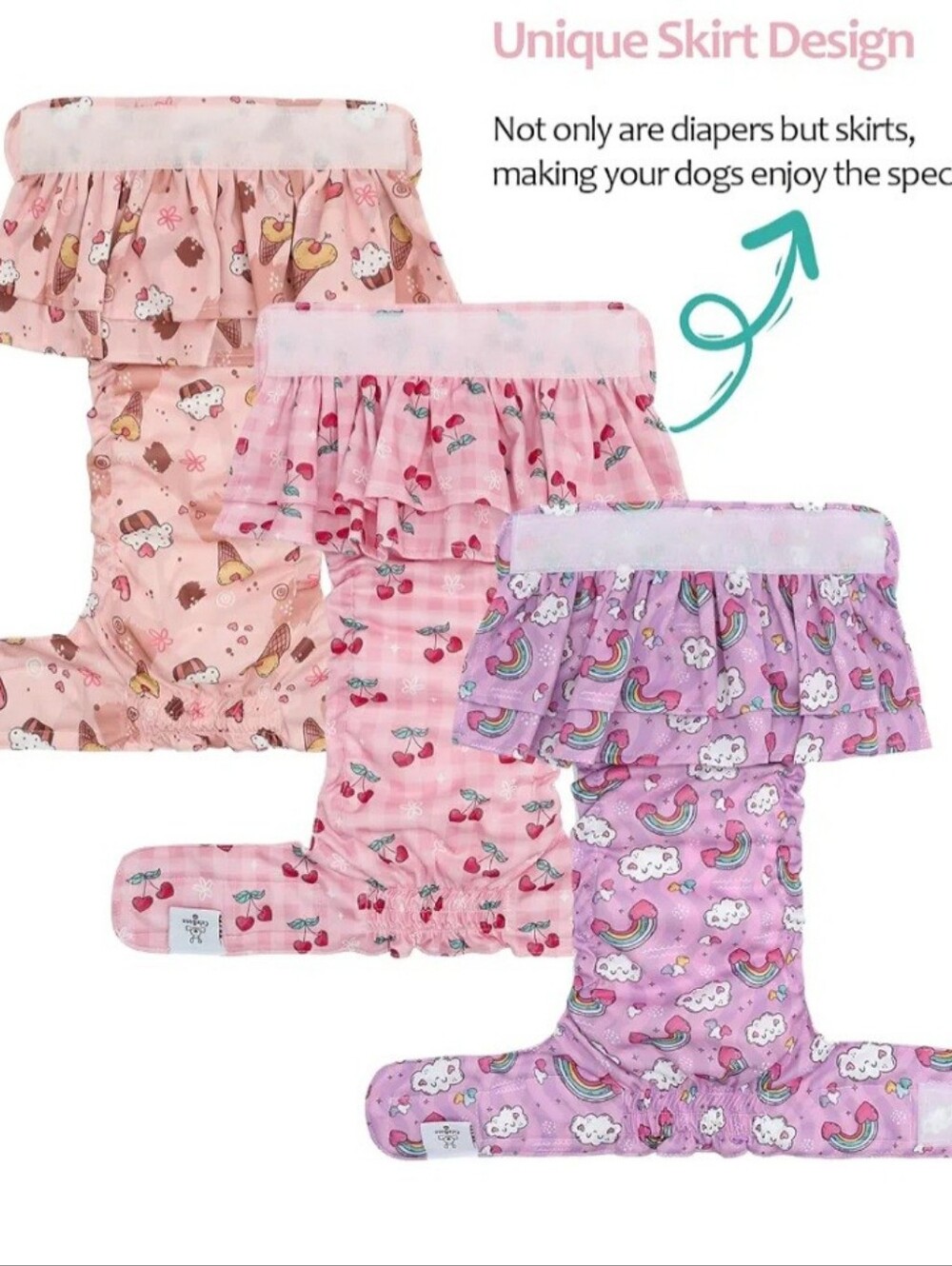 Dog Ruffle Cloth Diapers SMALL - Picture 2 of 4